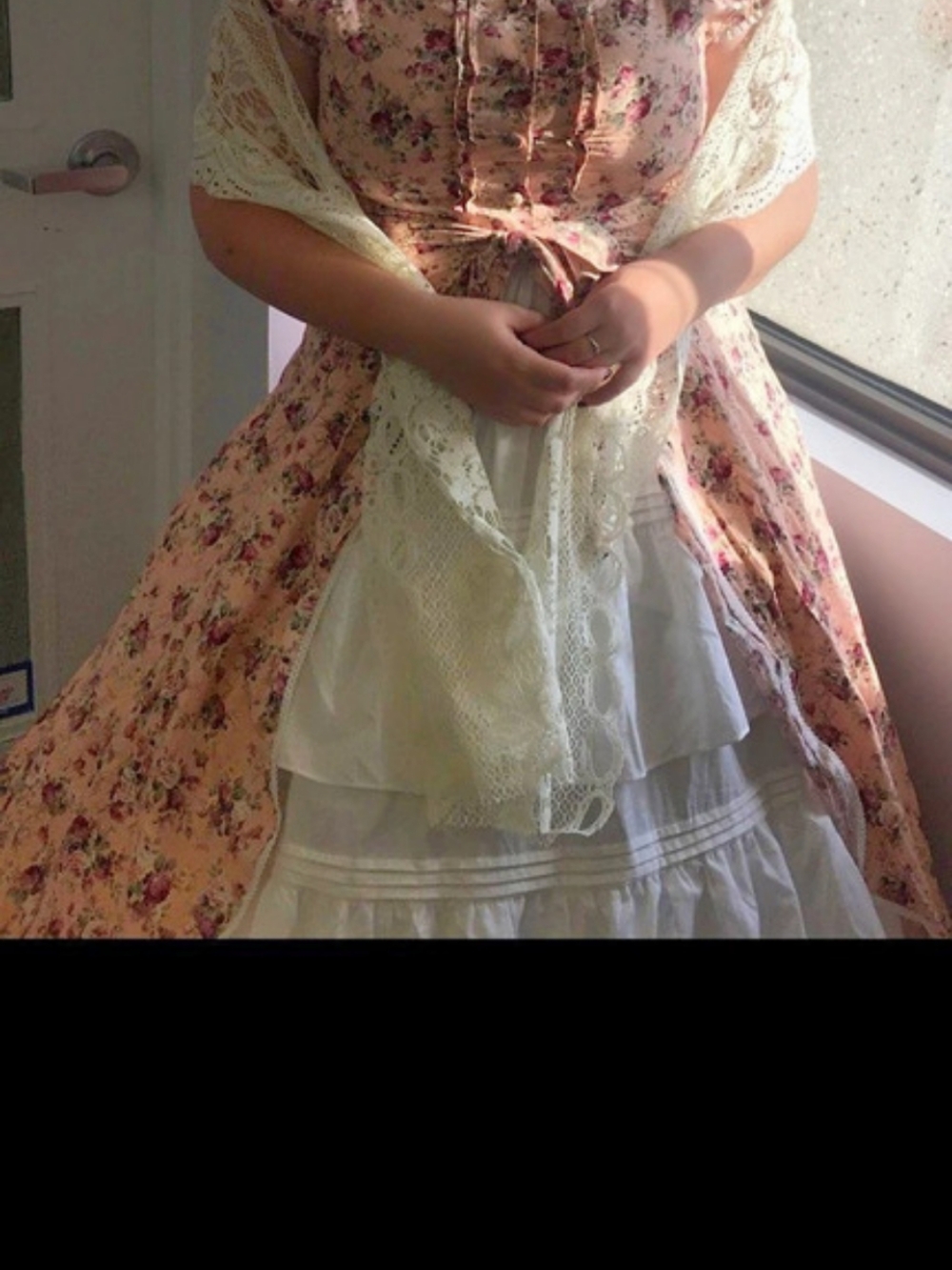 Victorian Choice Floral Maxi Dress in Pink & White Size XL Like New